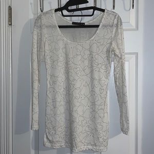 White Textured Hearts Long Sleeved Shirt